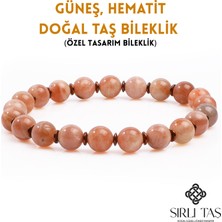 Güneş, Hematit Doğal Taş Bileklik, Unisex Bileklik, Tasarım Bileklik Ayarlanabilir