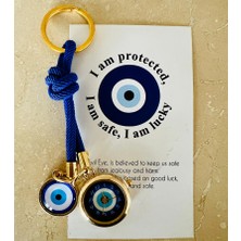 OBRAX Gerçek Saat Detaylı Nazar Boncuklu Anahtarlık 10,5 cm