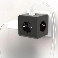 MiraLive Isıya Dayanıklı Termal Akım Korumalı ve Çocuk Korumalı 3 Priz Girişli 3 USB Girişli Küp Priz (K95)