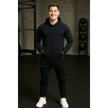 1 Nefes Unisex Spor Eşofman Takımı Siyah – Kapüşonlu Üst, Rahat Jogger Alt