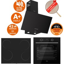 Ferre Silentart&fryart Case Sessiz Vitro. Elektrikli Siyah Ankastre Set (D086-SA + MS261 + XE63CS )