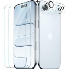 M.TK Moveteck Iphone 17 Air Uyumlu Kamera Koruma Lens Koruyucu Şeffaf Temperli Cam + Ekran Koruyucu Cam Set