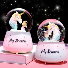 Keyfim Shop Unicorn Orta Boy Işıklı Müzikli Kar Küresi