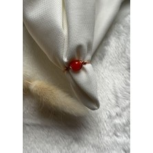 Pel Design Turuncu Akik Taşı Ayarlanabilir Bakır Renk Tel Yüzük