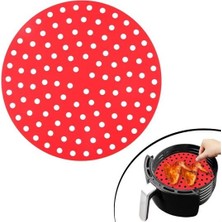 Renkli Isıya Dayanıklı Yıkanılabilir Silikon Fırın ve Airfryer Yuvarlak Pişirme Matı 23 cm (5358)