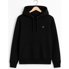 Unisex Siyah Kapüşonlu Sweatshirt – Oversize Rahat Kalıp, Yumuşak Kumaş, Kanguru Cepli