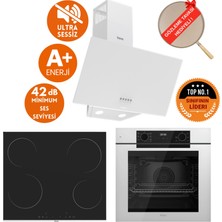 Ferre Silentart&fryart Beta Sessiz Vitro. Elektrikli Beyaz Ankastre Set (D087-SA + MS261 + QEP63CB)