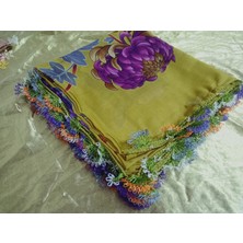 Cenk ve Reyhan El Emeği Iğne Oyası Yazma , Fular ,yemeni, Mevlit Örtüsü ,hediyelik 4 Kenarı Oyalı