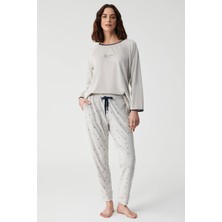Catherine's Yumuşak Dokulu Uzun Kol Kadife Kadın Pijama Takım 2636