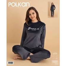 Polkan 9516 Kadife Uzun Kollu Bayan Pijama Takım