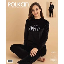 Polkan 9514 Kadife Uzun Kollu Bayan Pijama Takım