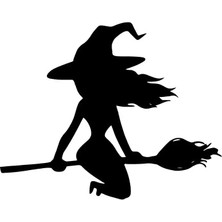 Ruselland Süpürgeli Cadı Sticker 20 x 16 cm