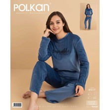 Polkan 9517 Kadife Uzun Kollu Bayan Pijama Takım