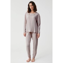 Catherine's Yumuşak Dokulu Uzun Kol Kadın Pijama Takım 2803