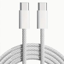 Mena Rise 60W Iki Ucu Type-C Örgü Kablo, 1 Metre, Hızlı Şarj ve Veri Aktarımı, Dayanıklı ve Uzun Ömürlü Tasarım, Laptop ve Telefon Uyumlu, Beyaz