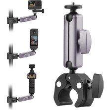 Mena Rise Kamera Bisiklet ve Motosiklet Gidon Montaj, Alüminyum Alaşımlı Kelepçe, 360°, ile Uyumlu X5 X4 X3 Ace Pro Go 3s, Djı Osmo 2 Mobile 7p Action 5 Pro 4 3 ile Uyumlu, Mm1, Gri