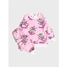 Aliş Kids Kız Çocuk Pamuklu Şardonlu Pembe Balerin Desenli Uzun Kollu Kışlık Pijama Takımı