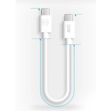 Mena Rise Uygun Elektronik Kısa 25 cm 20W Hızlı Type C Şarj Kablosu Çift Taraflı Type-C To Type-C Pd Şarj Data Kablo, Iphone 15 16 Pro Uyumlu