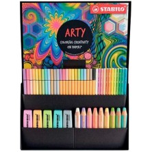 Mena Rise Pastel Mix Set Arty - Fosforlu, Çok Yetenekli, Sulu, Premium Keçeli - 50'li Paket - Çeşitli Renkler