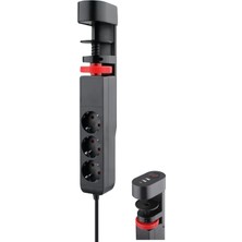 Mena Rise Korumalı Priz Masa Kenarı Ayarlanabilir 3 Priz + 2 USB + 1 Type C Girişli Priz Ftr-19