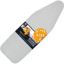 Mena Rise 4 Katmanlı Ütü Masası Kılıfı,ütü Masası Örtüsü,ütü Masası Bezi,silikon Kaplı Isı Dayanıklı 55X135 cm Gri Renk