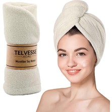 Mena Rise Saç Havlusu Plaj Deniz Havuz Saç Kurutma Baş Havlusu Krem