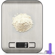 Mena Rise Mutfak Terazisi – Paslanmaz Çelik Yüzeyli Tartı, 5 kg Kapasiteli, Dara Özellikli, LCD Ekranlı, 5 Birim Dönüşümlü, Pilli, Tartı