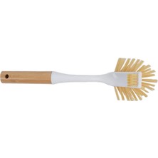 Mena Rise Çift Taraflı Bambu Saplı Temizlik Fırçası (Beyaz)