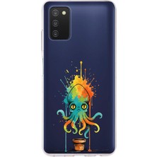 PrintiFy Samsung Galaxy A03S ile Uyumlu Splash Ahtapot Tasarımlı Slimfit Şeffaf Silikon Kılıf