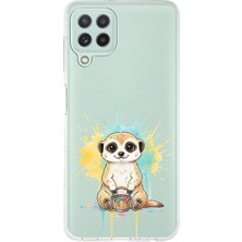 PrintiFy Samsung Galaxy A22 ile Uyumlu Splash Mirket Tasarımlı Slimfit Şeffaf Silikon Kılıf