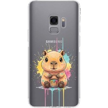 PrintiFy Samsung Galaxy S9 ile Uyumlu Splash Kapibara Tasarımlı Şeffaf Silikon Kılıf