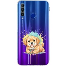 PrintiFy Honor 20 Lite ile Uyumlu Splash Köpek Tasarımlı Şeffaf Silikon Kılıf