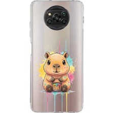 PrintiFy Poco X3 ile Uyumlu Splash Kapibara Tasarımlı Slimfit Şeffaf Silikon Kılıf