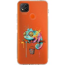 PrintiFy Redmi 10 2022 ile Uyumlu Splash Bukalemun Tasarımlı Şeffaf Silikon Kılıf
