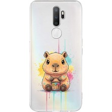 PrintiFy Oppo A9 2020 ile Uyumlu Splash Kapibara Tasarımlı Slimfit Şeffaf Silikon Kılıf