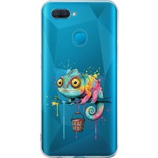 PrintiFy Oppo Ax7 ile Uyumlu Splash Bukalemun Tasarımlı Şeffaf Silikon Kılıf