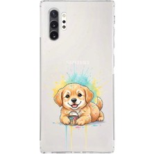 PrintiFy Samsung Galaxy Note 10 Plus ile Uyumlu Splash Köpek Tasarımlı Şeffaf Silikon Kılıf
