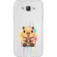 PrintiFy Samsung Galaxy J7 ile Uyumlu Splash Kapibara Tasarımlı Slimfit Şeffaf Silikon Kılıf