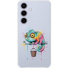 PrintiFy Samsung Galaxy S25 ile Uyumlu Splash Bukalemun Tasarımlı Şeffaf Silikon Kılıf