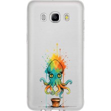 PrintiFy Samsung Galaxy J5 2016 ile Uyumlu Splash Ahtapot Tasarımlı Slimfit Şeffaf Silikon Kılıf