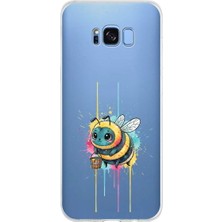 PrintiFy Samsung Galaxy S8 Plus ile Uyumlu Splash Arı Tasarımlı Slimfit Şeffaf Silikon Kılıf