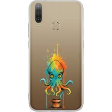 PrintiFy General Mobile Gm 10 ile Uyumlu Splash Ahtapot Tasarımlı Şeffaf Silikon Kılıf