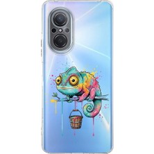 PrintiFy Huawei Nova 9 Se ile Uyumlu Splash Bukalemun Tasarımlı Şeffaf Silikon Kılıf