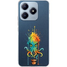 PrintiFy Realme C63 ile Uyumlu Splash Ahtapot Tasarımlı Şeffaf Silikon Kılıf