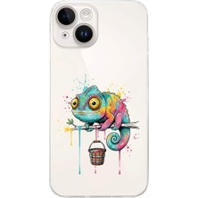 PrintiFy iPhone 14 Plus ile Uyumlu Splash Bukalemun Tasarımlı Şeffaf Silikon Kılıf
