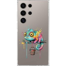 PrintiFy Samsung Galaxy S25 Ultra ile Uyumlu Splash Bukalemun Tasarımlı Şeffaf Silikon Kılıf