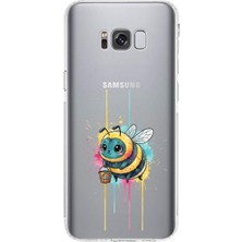 PrintiFy Samsung Galaxy S8 Plus ile Uyumlu Splash Arı Tasarımlı Şeffaf Silikon Kılıf