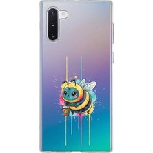 PrintiFy Samsung Galaxy Note 10 ile Uyumlu Splash Arı Tasarımlı Slimfit Şeffaf Silikon Kılıf