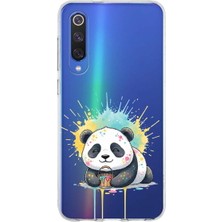PrintiFy Xiaomi Mi 9 Se ile Uyumlu Splash Panda Tasarımlı Şeffaf Silikon Kılıf