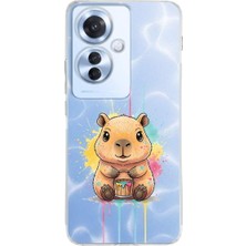 PrintiFy Oppo Reno 11F ile Uyumlu Splash Kapibara Tasarımlı Şeffaf Silikon Kılıf